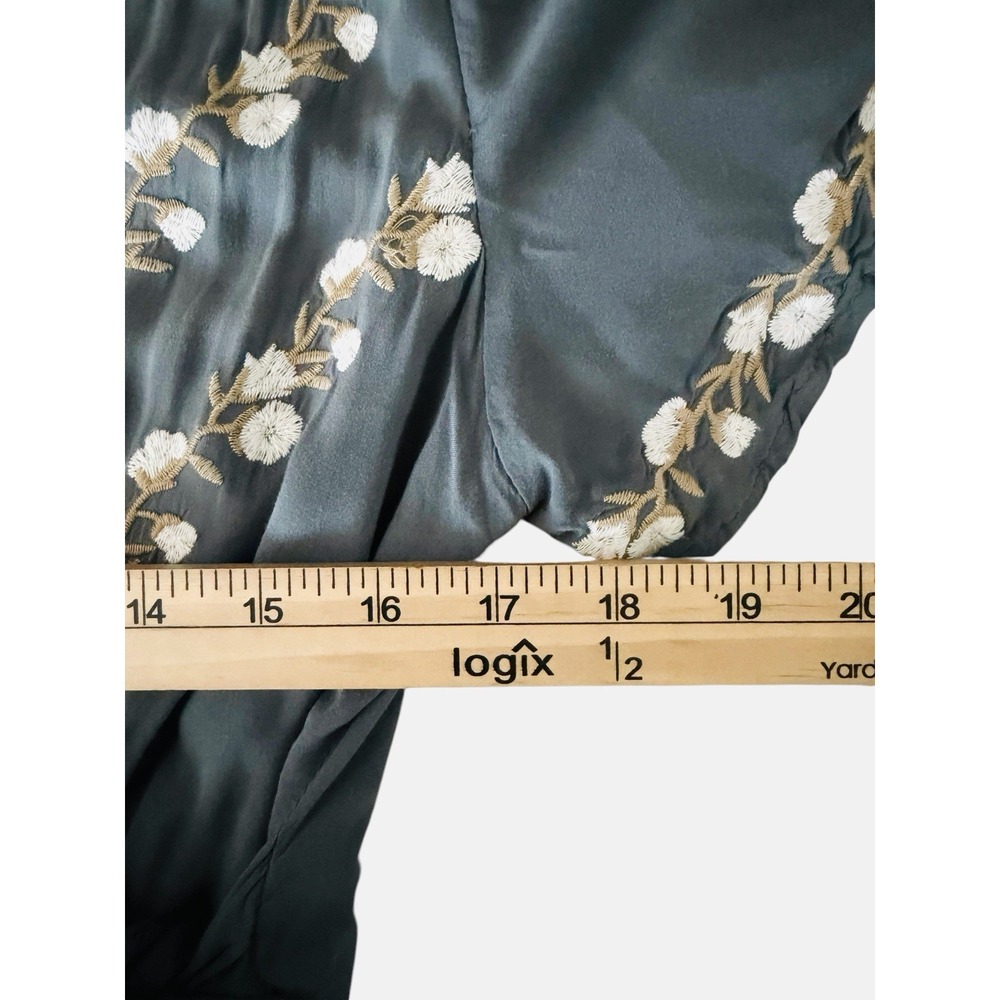 Pink + Sophie Faux Wrap Dress Small Asymmetrical Maxi Embroidered Floral Boho - Picture 7 of 10